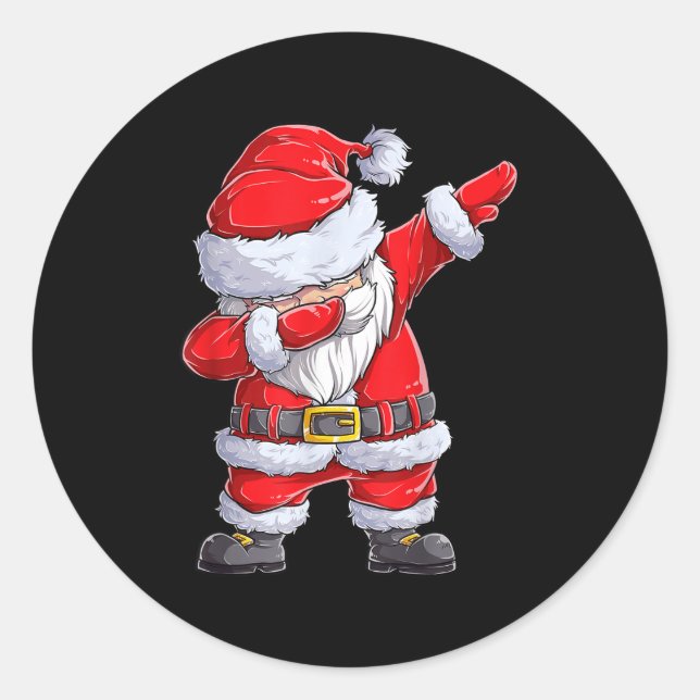 Adesivo Redondo Boas de Natal Dabbing Santa Claus Meninas Engraçad (Frente)