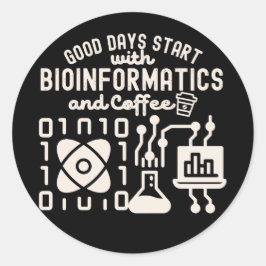 Adesivo Redondo Boas Dias Começam com Bioinformática e Café 