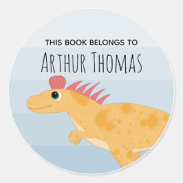 Adesivo Redondo Boas "Este Livro Pertence" Placa Dinossauros
