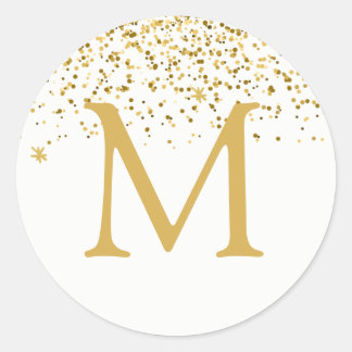 Adesivo Redondo Boas Férias Clássicas Monograma Dourado de Glitter