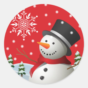 Adesivo Redondo Boas Festas Snowman Stickers