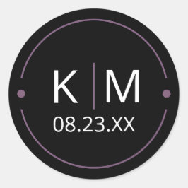 Adesivo Redondo Boas Iniciais de Casamento de Arch Lilac ID998