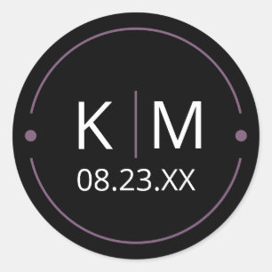 Adesivo Redondo Boas Iniciais de Casamento de Arch Lilac ID998