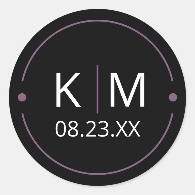 Adesivo Redondo Boas Iniciais de Casamento de Arch Lilac ID998 (Frente)