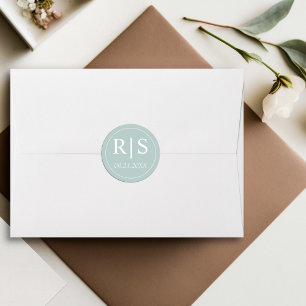 Adesivo Redondo Boas iniciais do casamento opal azulado