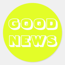 Adesivo Redondo Boas notícias, Parabéns, branco chartreuse