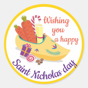 Adesivo Redondo Boas Ruas. Saudação do Dia de Nicholas, Sinterklaa