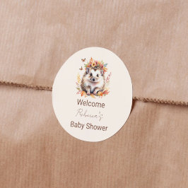 Adesivo Redondo Boas-vindas à queda de Hedgehog Woodland