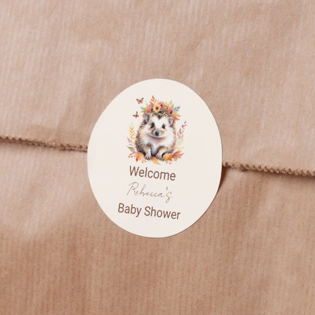 Adesivo Redondo Boas-vindas à queda de Hedgehog Woodland (Criador carregado)