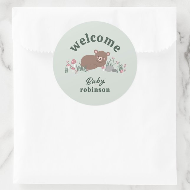 Adesivo Redondo Boas-vindas, Barramento de Bebê da Woodland Green  (Bolsa)
