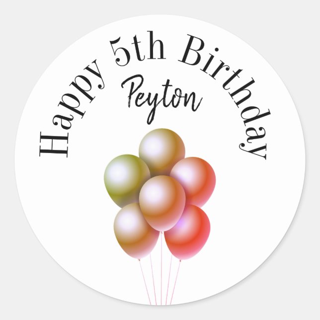 Adesivo Redondo Boas vinhetas de aniversário (Frente)