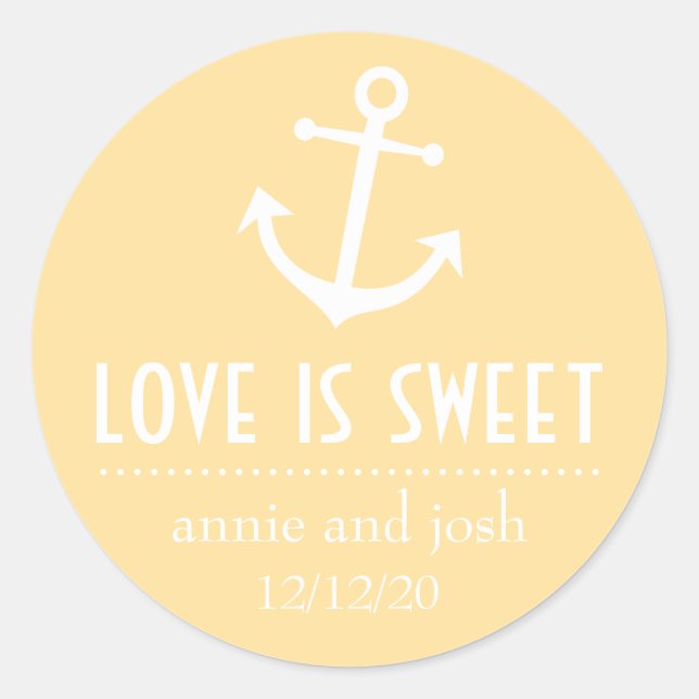 Adesivo Redondo Boat Anchor Love is Sweet Labs (Dourado) (Frente)