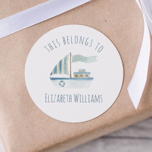 Adesivo Redondo Boat Name School (Criador carregado)