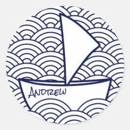 Adesivo Redondo Boat on Waves Round Sticker