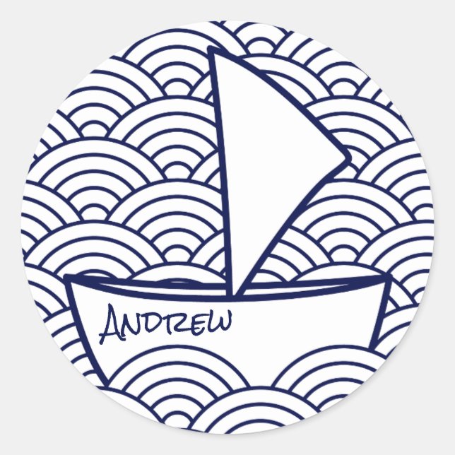 Adesivo Redondo Boat on Waves Round Sticker (Frente)