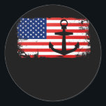 Adesivo Redondo Boating Anchor USA American Flag Boat Lover<br><div class="desc">Boating Anchor USA American Flag Boat Lover Patriotic Gift. Perfect gift for your dad,  mom,  papa,  men,  women,  friend and family members on Thanksgiving Day,  Christmas Day,  Mothers Day,  Fathers Day,  4th of July,  1776 Independent day,  Veterans Day,  Halloween Day,  Patrick's Day</div>