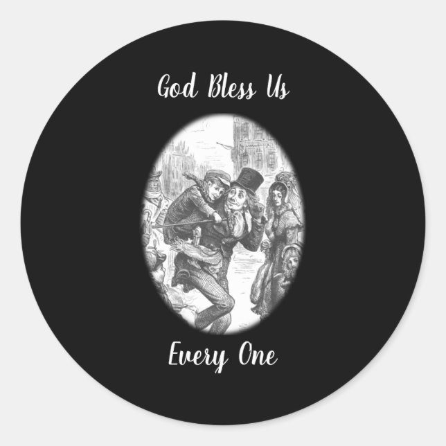 Adesivo Redondo Bob Cratchit Tiny Tim A Christmas Carol  (Frente)