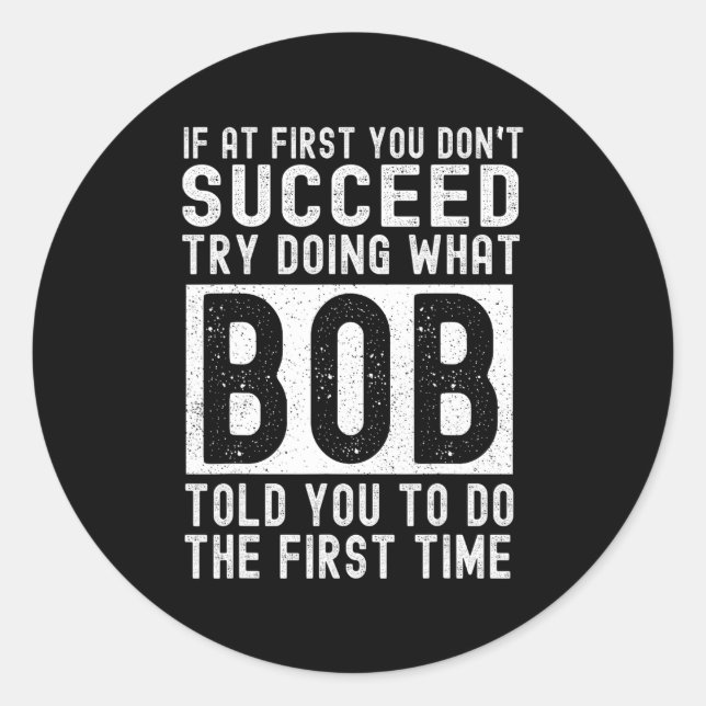 Adesivo Redondo bob name personalizado aniversariante engraçado jo (Frente)