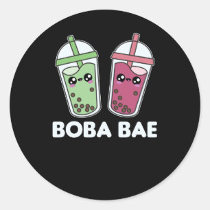 Adesivo Redondo Boba Bae - Bubble Tea Kawaii Boba Tea Love