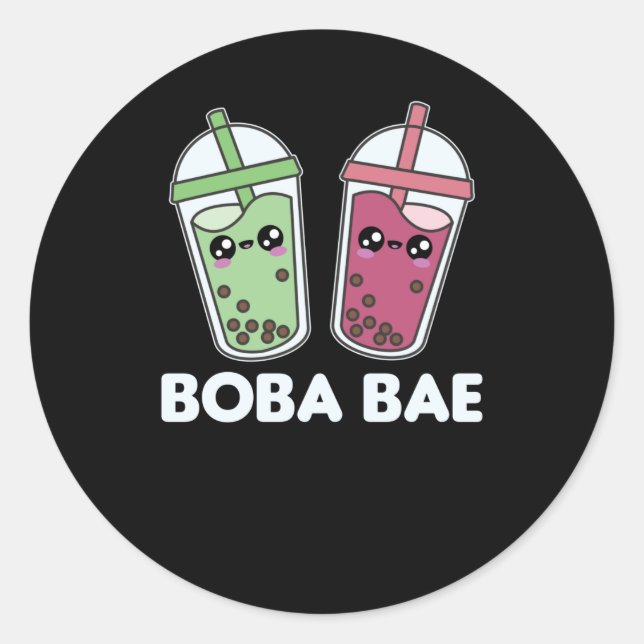 Adesivo Redondo Boba Bae - Bubble Tea Kawaii Boba Tea Love (Frente)