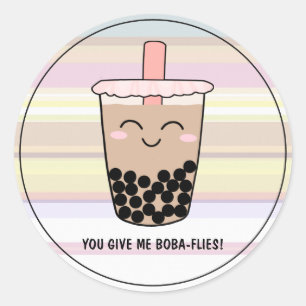 Adesivo Redondo Boba Pearl Milk Tea Pun