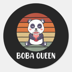 Adesivo Redondo Boba Queen Bubble Tea Japonês Panda Anime Ka