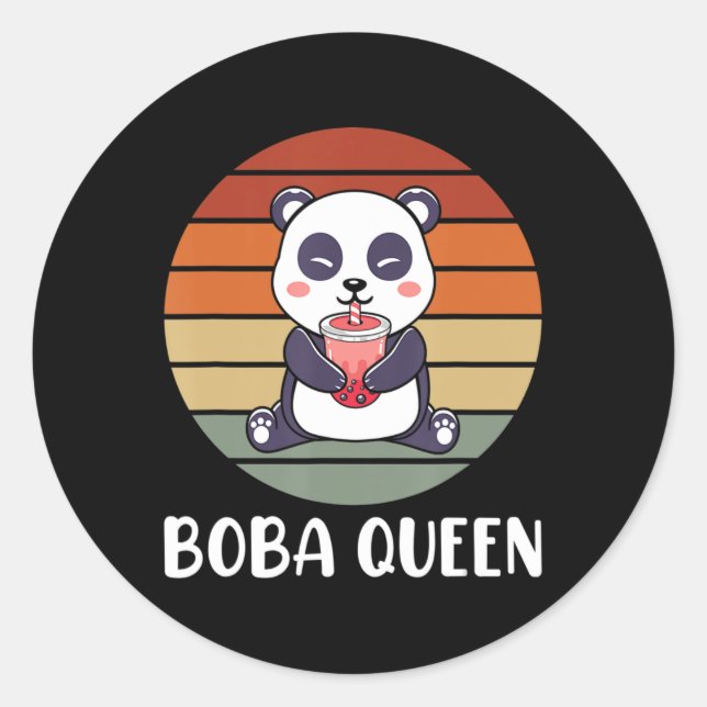 Adesivo Redondo Boba Queen Bubble Tea Japonês Panda Anime Ka (Frente)