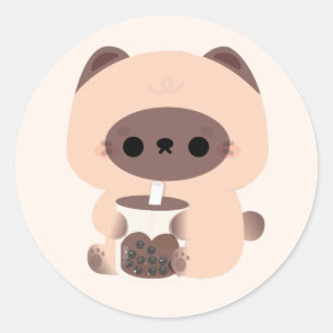 Adesivo Redondo Boba Siamese Cat