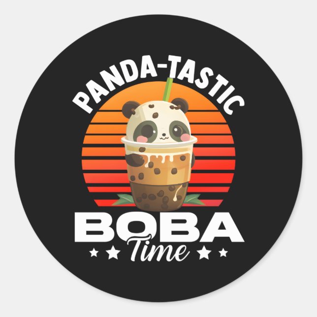 Adesivo Redondo Boba Tástico Panda Bble Tea Anime (Frente)