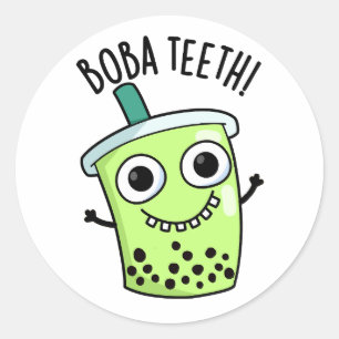 Adesivo Redondo Boba Teeth Engraçada Boba Tea Pun
