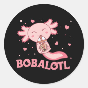 Adesivo Redondo Bobalotl Axolotl Amantes de Animais Doce Bolha Chá