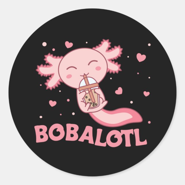 Adesivo Redondo Bobalotl Axolotl Amantes de Animais Doce Bolha Chá (Frente)