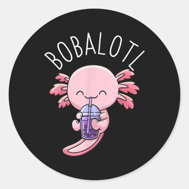 Adesivo Redondo Bobalotl Axolotl Boba Tea Bubble milk (Frente)