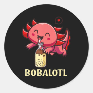 Adesivo Redondo Bobalotl Axolotl Boba Tea Bubble milk Lover