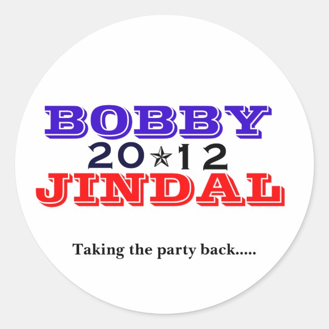 Adesivo Redondo Bobby Jindal 2012 (Frente)