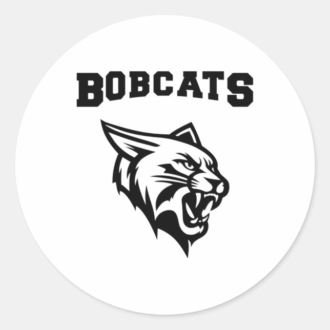 Adesivo Redondo Bobcats Sports Com Vinheta Mascot (Frente)