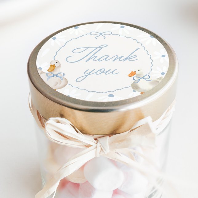 Adesivo Redondo Bobo Azul Ganso Coquete Aniversário Clássico Rou (Criador carregado)