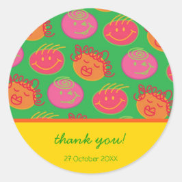 Adesivo Redondo Bobo de cartoon Cabeças de Bubblegum Presente/Ades