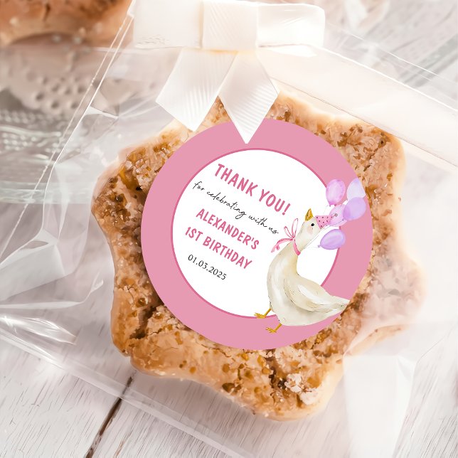 Adesivo Redondo Bobo de ganso de primeiro aniversario clássico de  (Criador carregado)