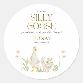 Adesivo Redondo Bobo Ganso Aquarela Gênero Chá de fraldas Neutro