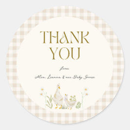 Adesivo Redondo Bobo Ganso Aquarela Gênero Chá de fraldas Neutro