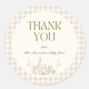 Adesivo Redondo Bobo Ganso Aquarela Gênero Chá de fraldas Neutro