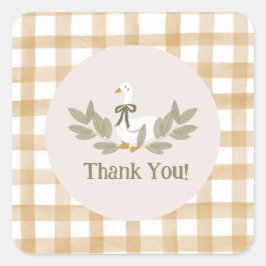 Adesivo Redondo Bobo Gingham Amarelo Festa de aniversário Ganso