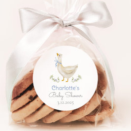 Adesivo Redondo Bobo Goose Blue arco bebê chá Obrigado