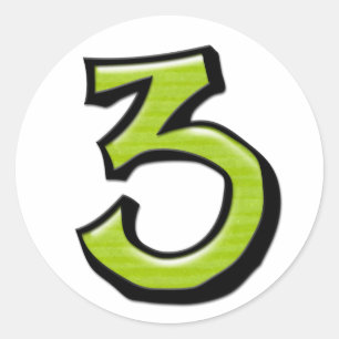 Adesivo Redondo Bobo Número 3 - Vinheta verde