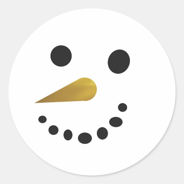 Adesivo Redondo Bobo Snowman Sticker/Faux Gold Foil Nose (Frente)
