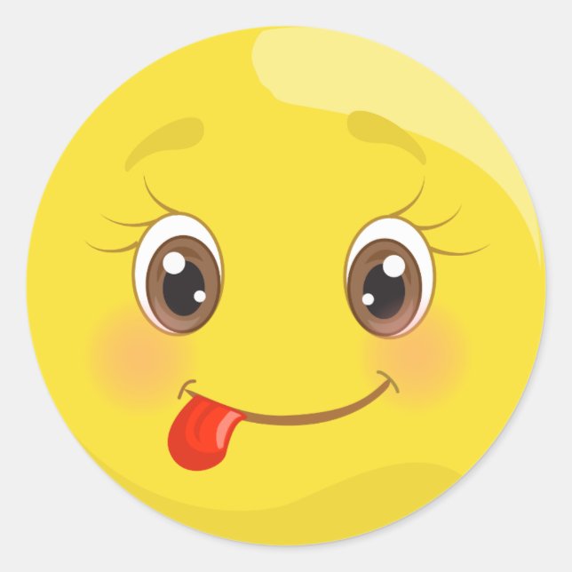 Adesivo Redondo Bobo Tongue Face Emoji Stickers (Frente)