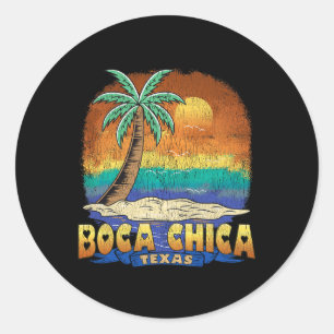 Adesivo Redondo Boca Chica Texas Vintage angustiou Souvenir