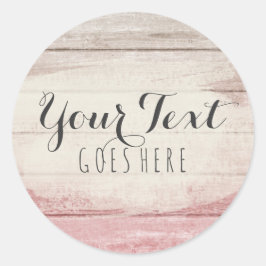 Adesivo Redondo Boca-Cola Rústica De Madeira Esmagada Cor-De-Rosa 