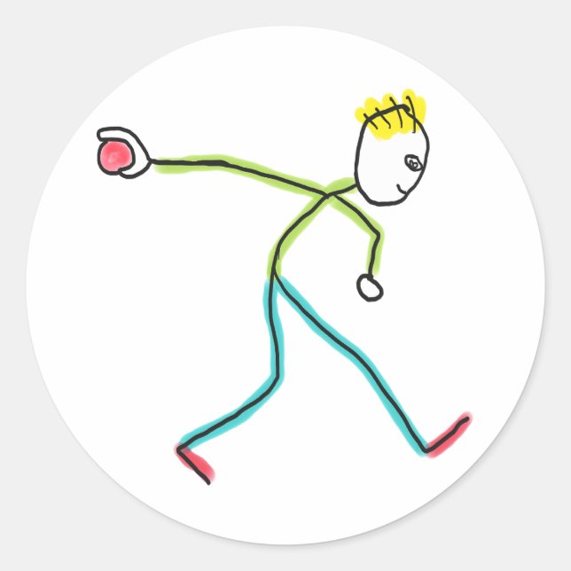 Adesivo Redondo Bocce Ball Stickman (Frente)